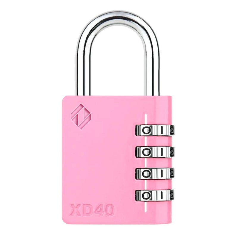 Zarker XD40 Combination Lock, 4 Digit Padlock for School Gym Sports Locker, Fence, Toolbox, Case, Hasp Storage (1-Pack, Pink) - Image 1